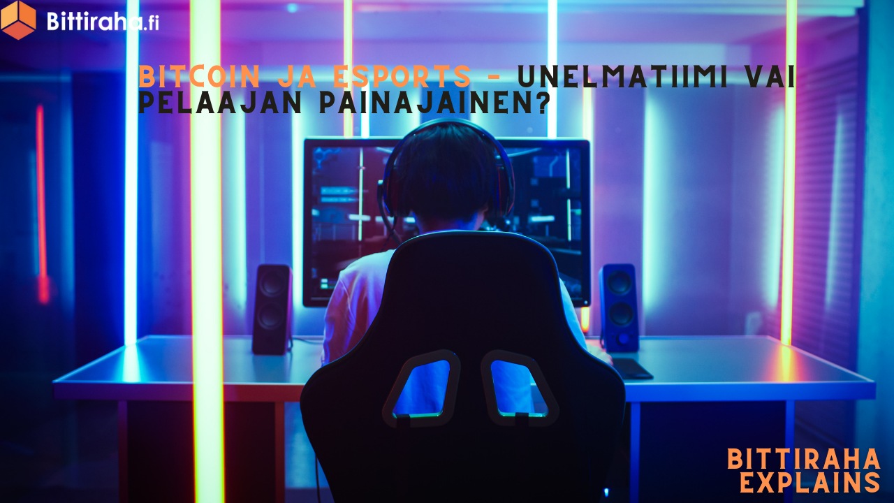Pelaaja tietokoneen äärellä neonvaloissa
